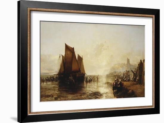 Fisherfolk Landing their Catch on Folkestone Beach-James Webb-Framed Giclee Print