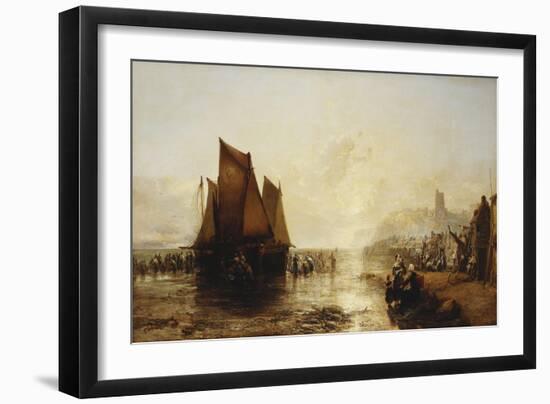 Fisherfolk Landing their Catch on Folkestone Beach-James Webb-Framed Giclee Print