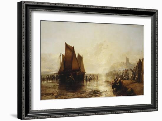 Fisherfolk Landing their Catch on Folkestone Beach-James Webb-Framed Giclee Print