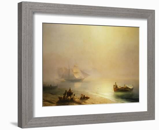 Fisherfolk on the Seashore, The Bay of Naples-Ivan Konstantinovich Aivazovsky-Framed Giclee Print