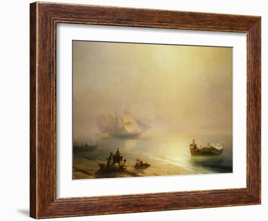 Fisherfolk on the Seashore, The Bay of Naples-Ivan Konstantinovich Aivazovsky-Framed Giclee Print