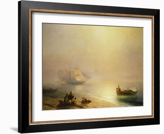 Fisherfolk on the Seashore, The Bay of Naples-Ivan Konstantinovich Aivazovsky-Framed Giclee Print