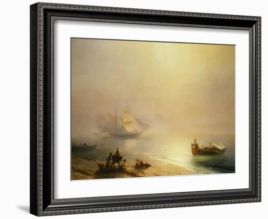 Fisherfolk on the Seashore, The Bay of Naples-Ivan Konstantinovich Aivazovsky-Framed Giclee Print