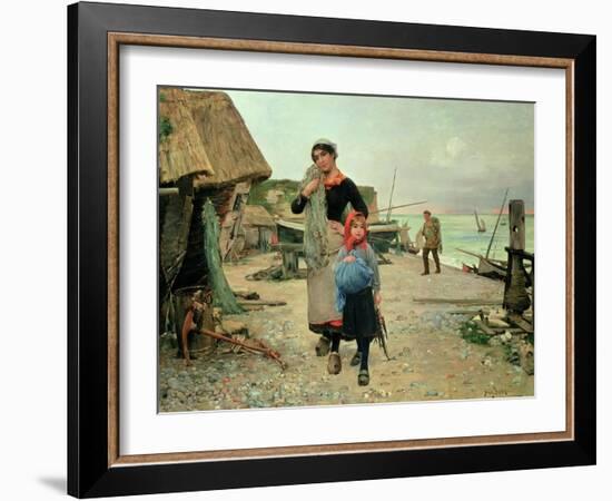 Fisherfolk Returning with Their Nets, 1882-Carl Frederic Aagaard-Framed Giclee Print
