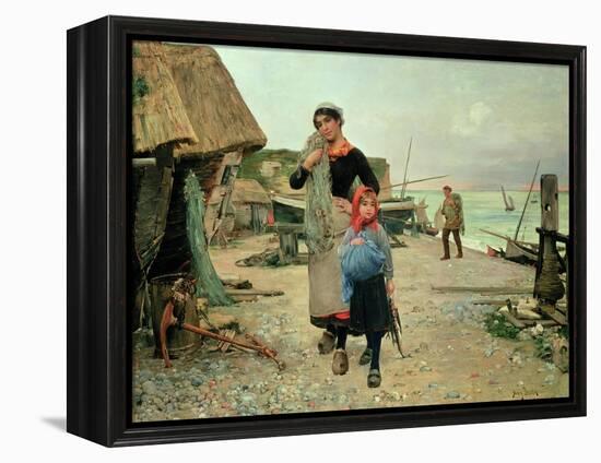 Fisherfolk Returning with Their Nets, 1882-Carl Frederic Aagaard-Framed Premier Image Canvas