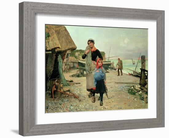 Fisherfolk Returning with their Nets, 1882-Henry Bacon-Framed Giclee Print