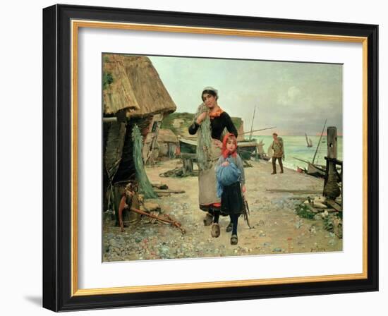 Fisherfolk Returning with their Nets, 1882-Henry Bacon-Framed Giclee Print