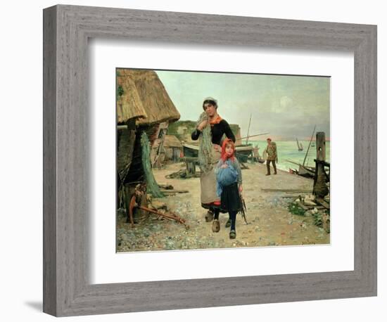 Fisherfolk Returning with Their Nets, 1882-Carl Frederic Aagaard-Framed Giclee Print