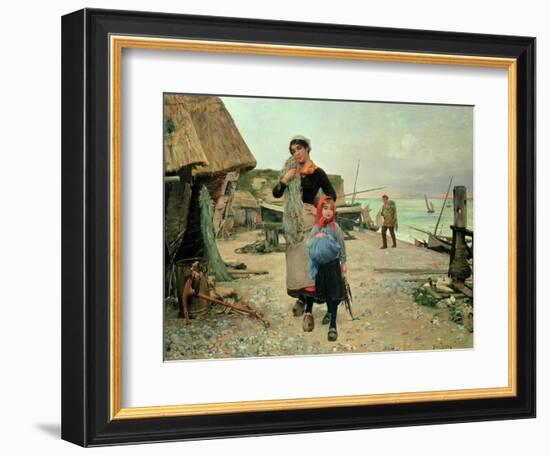 Fisherfolk Returning with Their Nets, 1882-Carl Frederic Aagaard-Framed Giclee Print