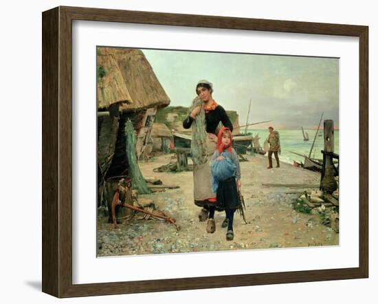 Fisherfolk Returning with Their Nets, 1882-Carl Frederic Aagaard-Framed Giclee Print