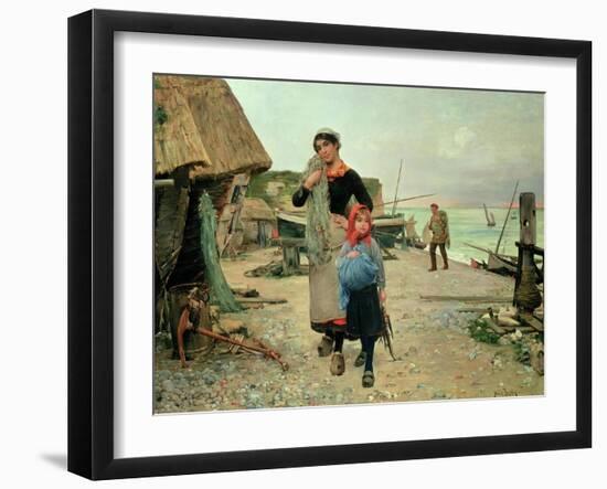 Fisherfolk Returning with Their Nets, 1882-Carl Frederic Aagaard-Framed Giclee Print