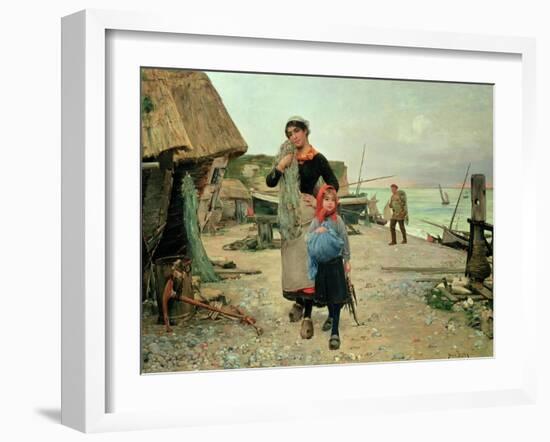 Fisherfolk Returning with Their Nets, 1882-Carl Frederic Aagaard-Framed Giclee Print