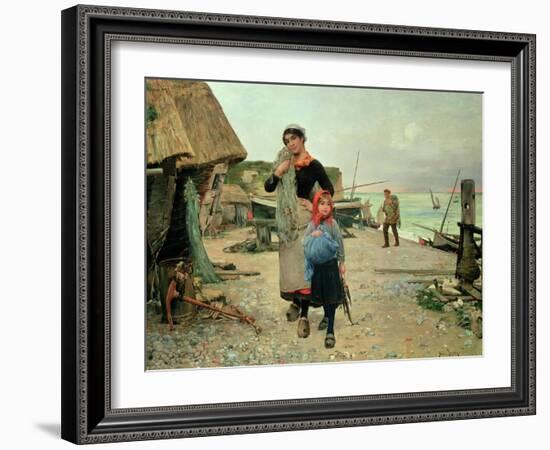 Fisherfolk Returning with Their Nets, 1882-Carl Frederic Aagaard-Framed Giclee Print