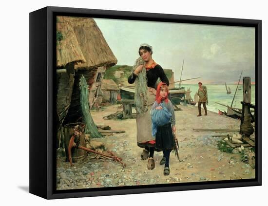 Fisherfolk Returning with Their Nets, 1882-Carl Frederic Aagaard-Framed Premier Image Canvas