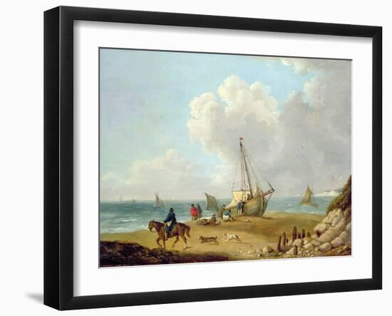 Fisherfolk Unloading their Catch in Freshwater Bay, Isle of Wight-George Morland-Framed Giclee Print