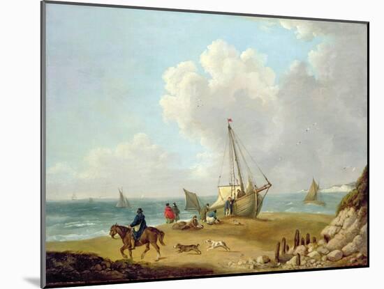 Fisherfolk Unloading their Catch in Freshwater Bay, Isle of Wight-George Morland-Mounted Giclee Print
