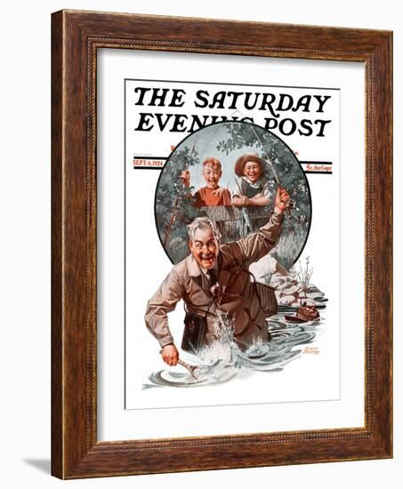 "Fisherman and Boys," Saturday Evening Post Cover, September 6, 1924-Frederic Stanley-Framed Giclee Print