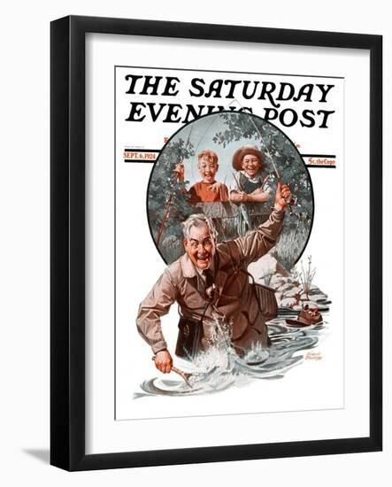 "Fisherman and Boys," Saturday Evening Post Cover, September 6, 1924-Frederic Stanley-Framed Giclee Print