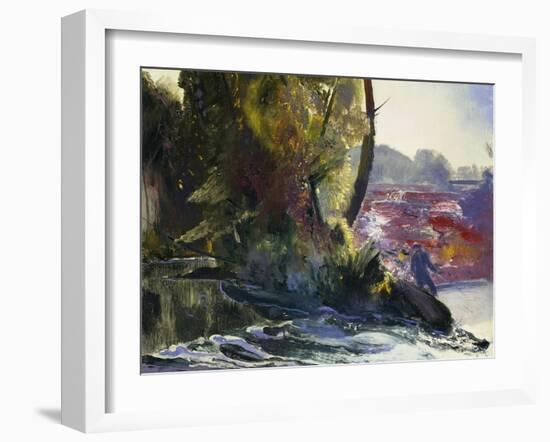 Fisherman and Stream, 1920-George Wesley Bellows-Framed Giclee Print