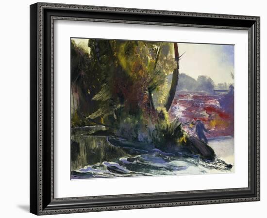 Fisherman and Stream, 1920-George Wesley Bellows-Framed Giclee Print