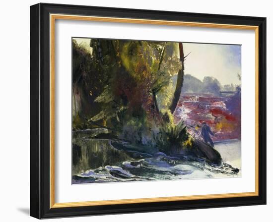 Fisherman and Stream, 1920-George Wesley Bellows-Framed Giclee Print