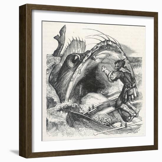 Fisherman Begs a Whale Not to Swallow Him-null-Framed Art Print