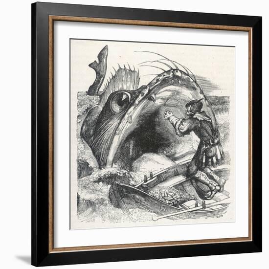Fisherman Begs a Whale Not to Swallow Him-null-Framed Art Print