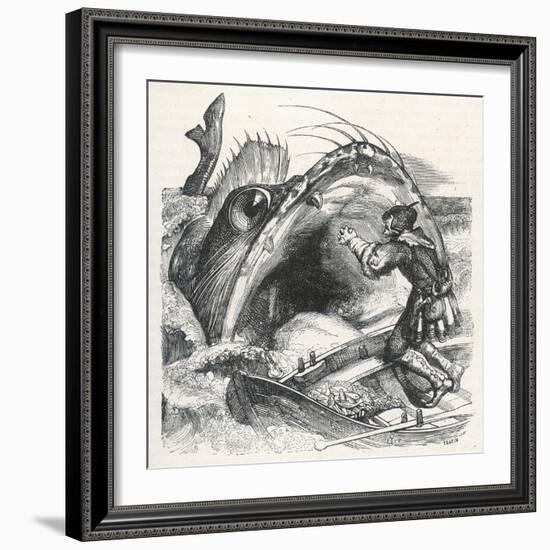 Fisherman Begs a Whale Not to Swallow Him-null-Framed Art Print