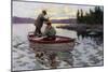 Fisherman Fighting to Land a Muskie on a northern Lake, 1900s-null-Mounted Giclee Print