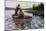 Fisherman Fighting to Land a Muskie on a northern Lake, 1900s-null-Mounted Giclee Print