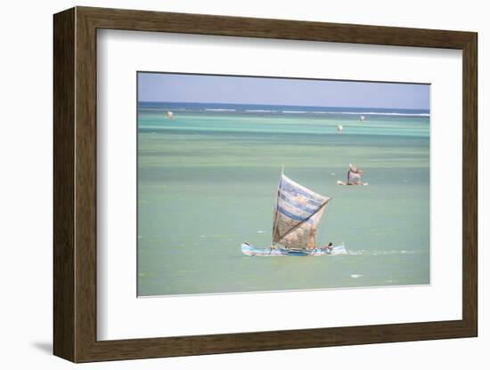 Fisherman Fishing from a Pirogue, a Traditional Madagascar Sailing Boat, Ifaty, Madagascar, Africa-Matthew Williams-Ellis-Framed Photographic Print