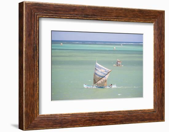 Fisherman Fishing from a Pirogue, a Traditional Madagascar Sailing Boat, Ifaty, Madagascar, Africa-Matthew Williams-Ellis-Framed Photographic Print