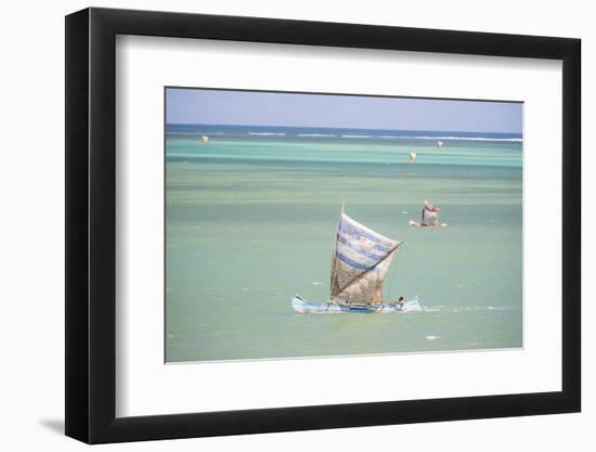 Fisherman Fishing from a Pirogue, a Traditional Madagascar Sailing Boat, Ifaty, Madagascar, Africa-Matthew Williams-Ellis-Framed Photographic Print