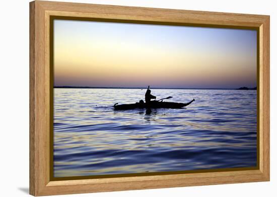 Fisherman in a Papyrus Boat, Lake Tana, Ethiopia, Africa-Simon Montgomery-Framed Premier Image Canvas