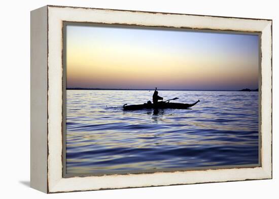 Fisherman in a Papyrus Boat, Lake Tana, Ethiopia, Africa-Simon Montgomery-Framed Premier Image Canvas