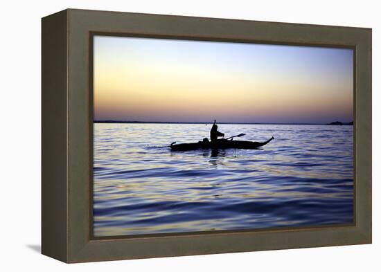 Fisherman in a Papyrus Boat, Lake Tana, Ethiopia, Africa-Simon Montgomery-Framed Premier Image Canvas