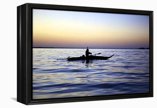 Fisherman in a Papyrus Boat, Lake Tana, Ethiopia, Africa-Simon Montgomery-Framed Premier Image Canvas