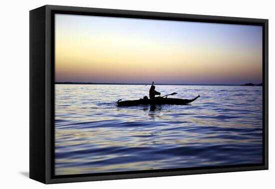 Fisherman in a Papyrus Boat, Lake Tana, Ethiopia, Africa-Simon Montgomery-Framed Premier Image Canvas