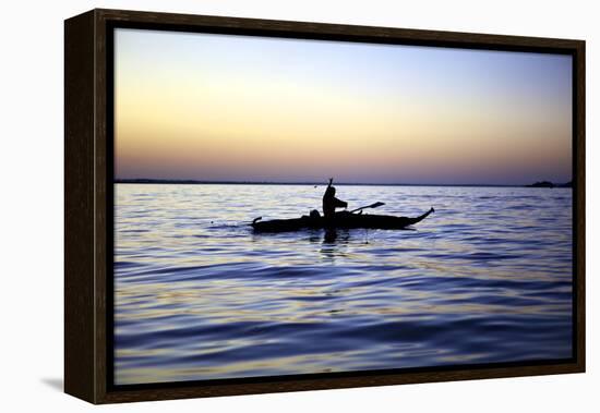 Fisherman in a Papyrus Boat, Lake Tana, Ethiopia, Africa-Simon Montgomery-Framed Premier Image Canvas