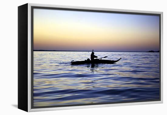 Fisherman in a Papyrus Boat, Lake Tana, Ethiopia, Africa-Simon Montgomery-Framed Premier Image Canvas