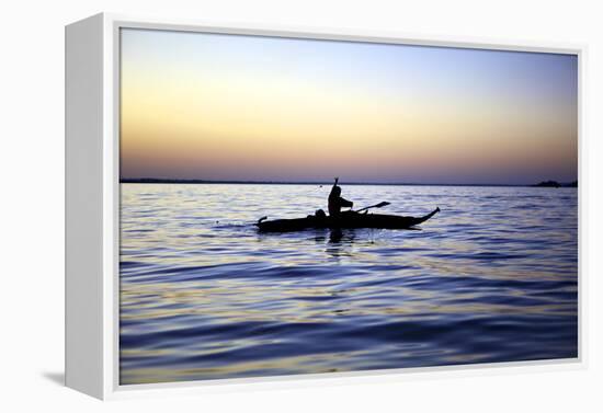 Fisherman in a Papyrus Boat, Lake Tana, Ethiopia, Africa-Simon Montgomery-Framed Premier Image Canvas