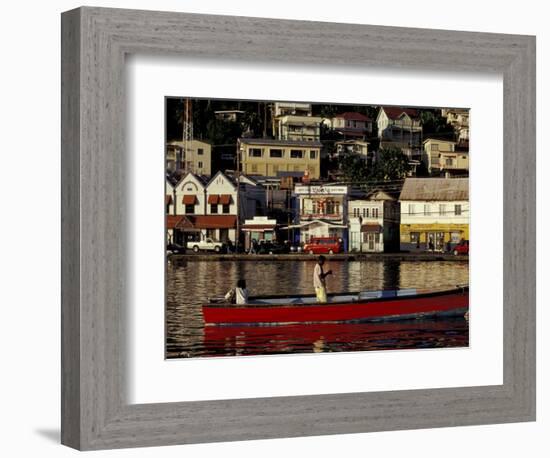 Fisherman in Harbor, St. George, Grenada, Caribbean-Greg Johnston-Framed Photographic Print