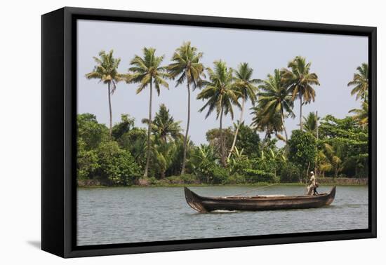 Fisherman in Traditional Boat on the Kerala Backwaters, Kerala, India, Asia-Martin Child-Framed Premier Image Canvas