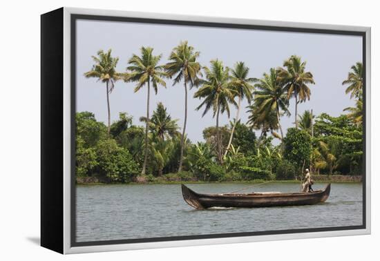 Fisherman in Traditional Boat on the Kerala Backwaters, Kerala, India, Asia-Martin Child-Framed Premier Image Canvas