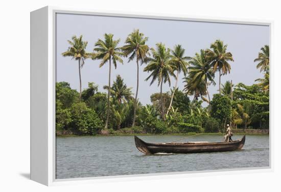 Fisherman in Traditional Boat on the Kerala Backwaters, Kerala, India, Asia-Martin Child-Framed Premier Image Canvas