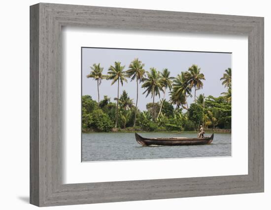 Fisherman in Traditional Boat on the Kerala Backwaters, Kerala, India, Asia-Martin Child-Framed Photographic Print