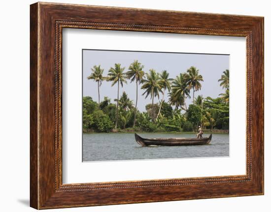 Fisherman in Traditional Boat on the Kerala Backwaters, Kerala, India, Asia-Martin Child-Framed Photographic Print