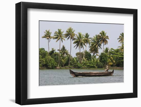 Fisherman in Traditional Boat on the Kerala Backwaters, Kerala, India, Asia-Martin Child-Framed Photographic Print