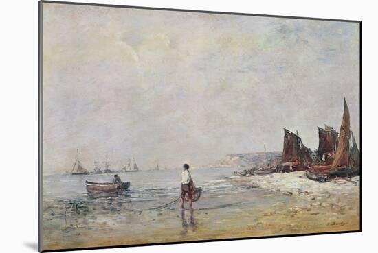 Fisherman in Villerville, Low Tide-Eugene Louis Boudin-Mounted Giclee Print