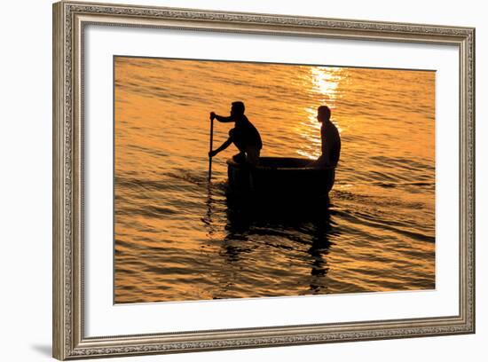 Fisherman Landing the Night Catch. Vietnam, Indochina-Tom Norring-Framed Photographic Print